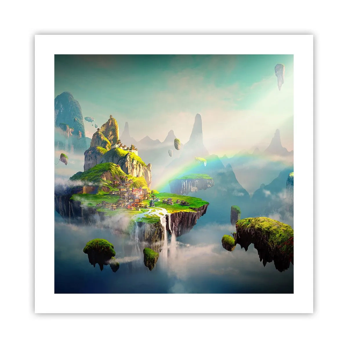 Póster - El medio de la nada - islas flotantes - 50x50 cm