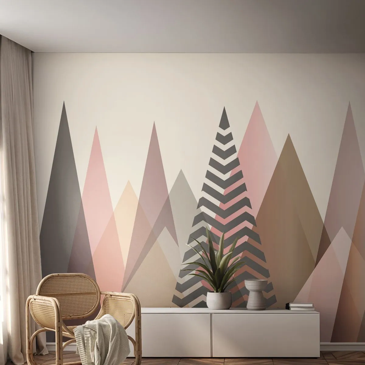 Fotomural Autadhesivo Deluxe Sticker - Una visión piramidal - Abstracción, Pedazo, triangulos - 450x315 cm