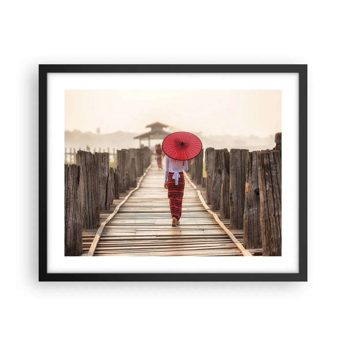 Póster en marco negro - En un viejo puente - 50x40 cm