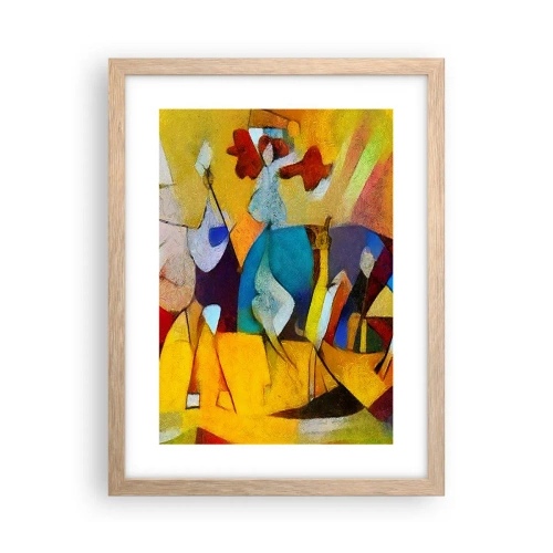 Póster en marco roble claro - Sol - vida - alegría - 30x40 cm