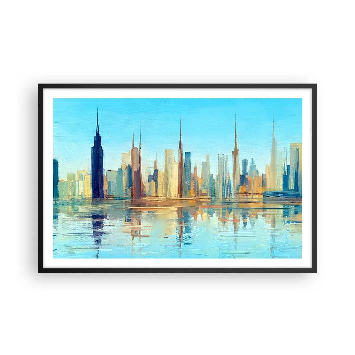 Póster en marco negro - Metrópolis soleada - 91x61 cm