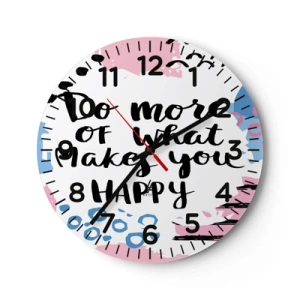 Reloj de pared - Reloj de vidrio - Cómo ser feliz - 30x30 cm
