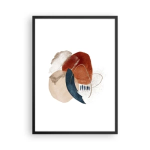 Póster en marco negro - Composición ovalada abstracta en colores cálidos - 50x70cm - Composición ovalada - Decoración de pared moderna para salón y dormitorio ARTTOR