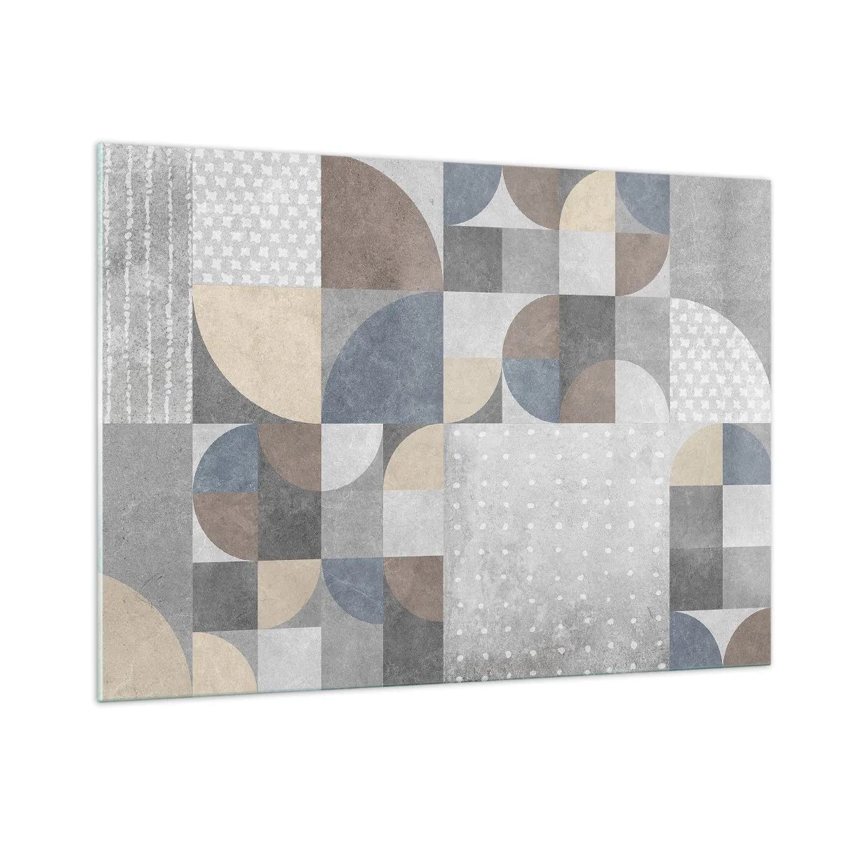 Cuadro sobre vidrio - Impresiones sobre Vidrio - Composición geométrica abstracta con diversas formas y tonalidades de gris. - 100x70cm - Fantasía cerámica - Decoración de pared moderna para salón y dormitorio ARTTOR