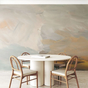 Fotomural Premium Canvas - Delicados trazos abstractos en tonos blancos y dorados. - 100x70cm - Abstracción - una tierra de dulzura - Decoración de pared moderna para salón y dormitorio ARTTOR