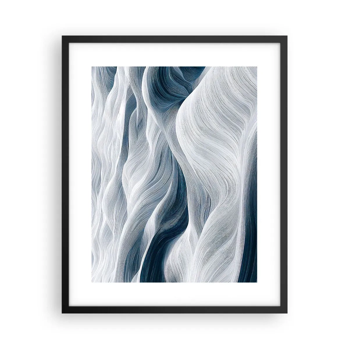 Póster en marco negro - Olas blancas y azules - 40x50 cm