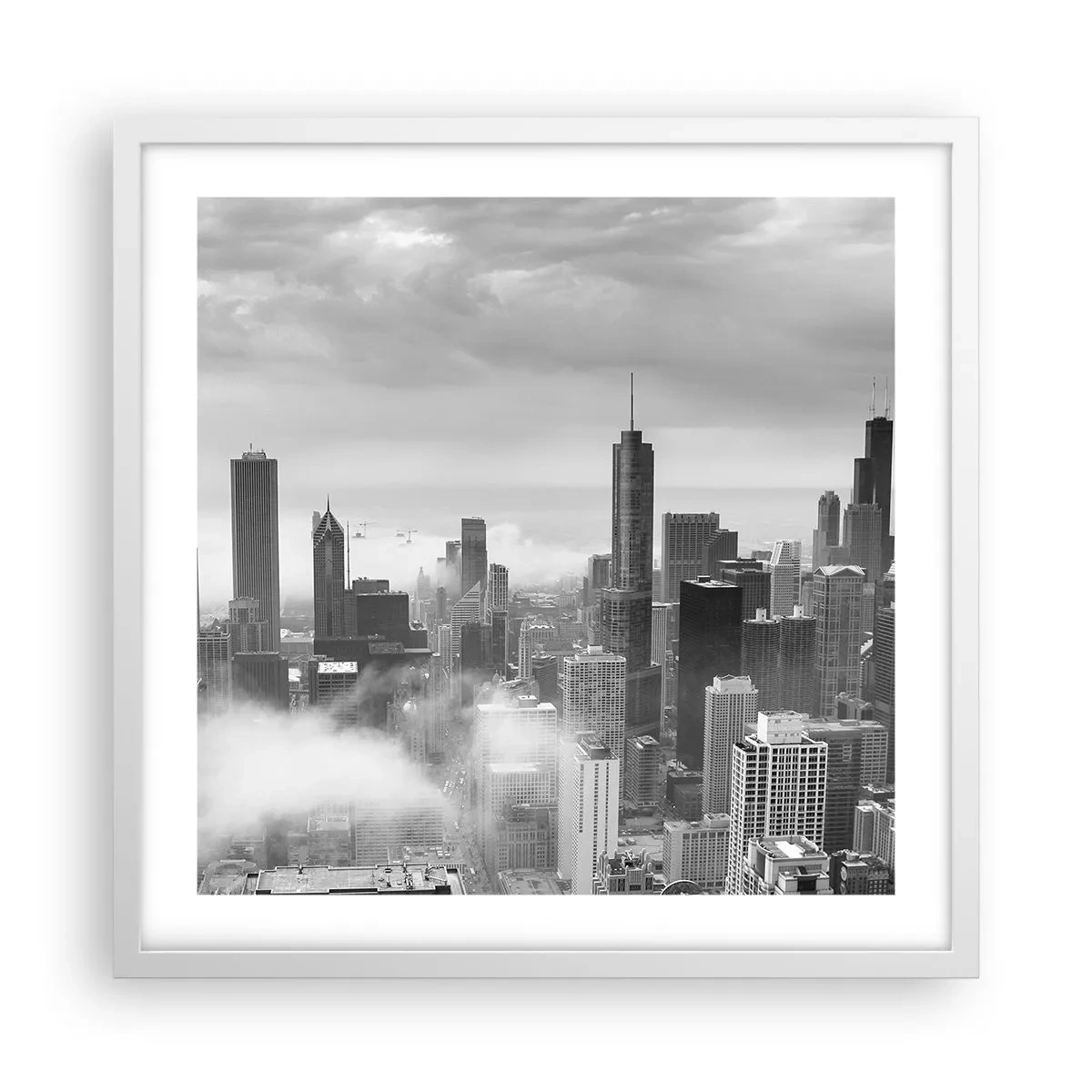 Póster en marco blanco - Paisaje americano - 50x50 cm
