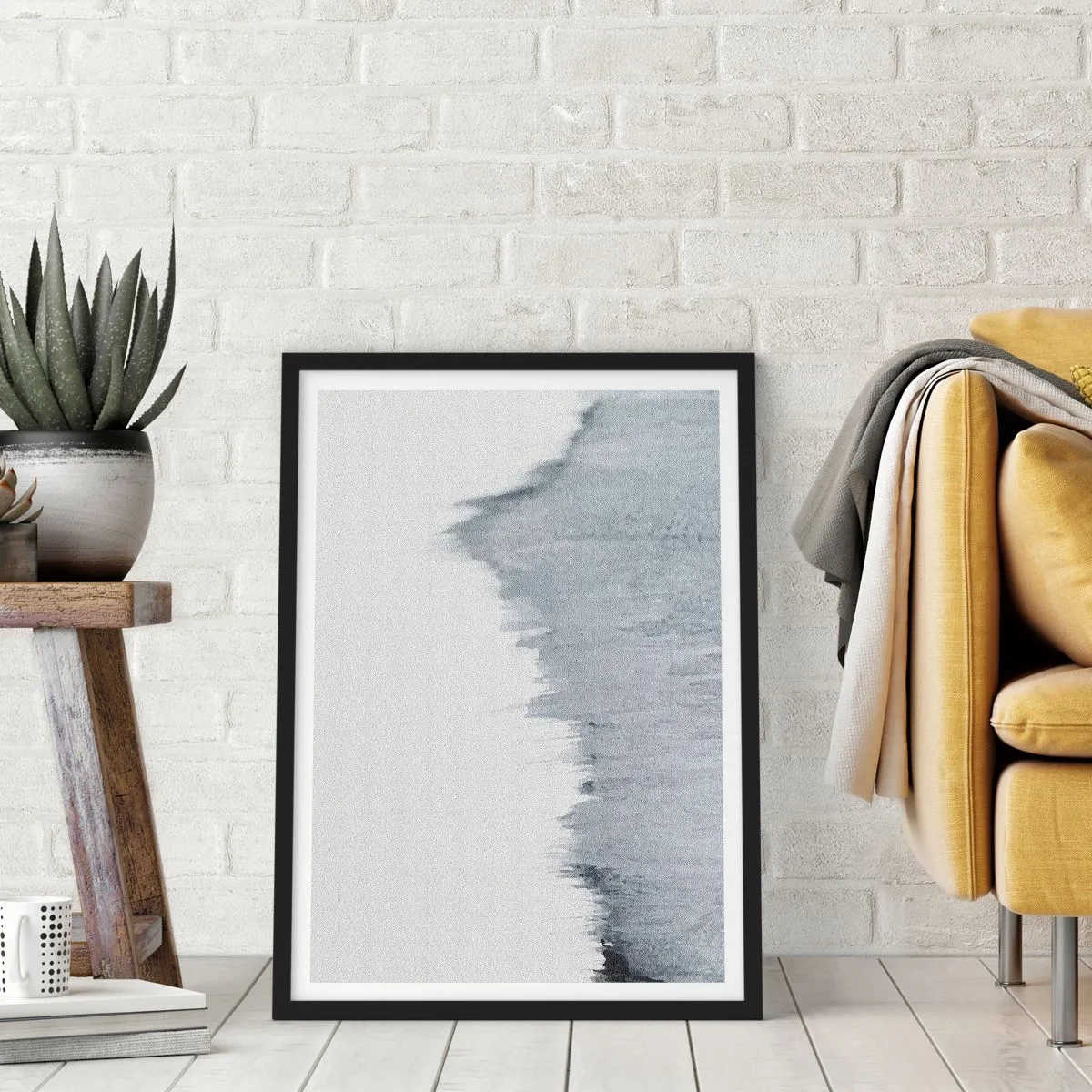 Póster en marco negro - Una composición abstracta en tonos grises con pinceladas dinámicas. - 50x70cm - Una señal misteriosa - Decoración de pared moderna para salón y dormitorio ARTTOR