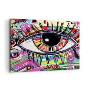 Cuadro sobre lienzo - Impresión de Imagen - Ojo de grafiti abstracto colorido - 100x70cm - Un ojo colorido - un alma colorida - Decoración de pared moderna para salón y dormitorio ARTTOR
