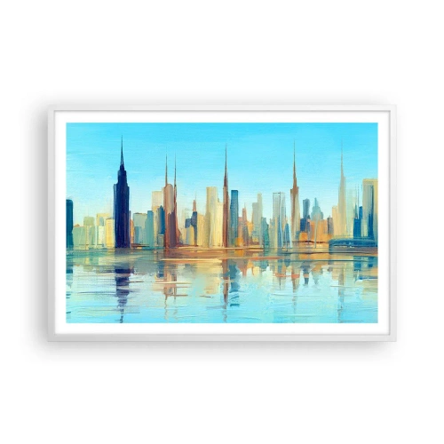 Póster en marco blanco - Metrópolis soleada - 91x61 cm