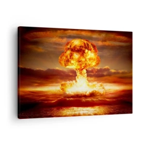 Cuadro sobre lienzo - Impresión de Imagen - Explosión de una nube de hongo con el atardecer como telón de fondo - 70x50cm - Y habrá un final - Decoración de pared moderna para salón y dormitorio ARTTOR
