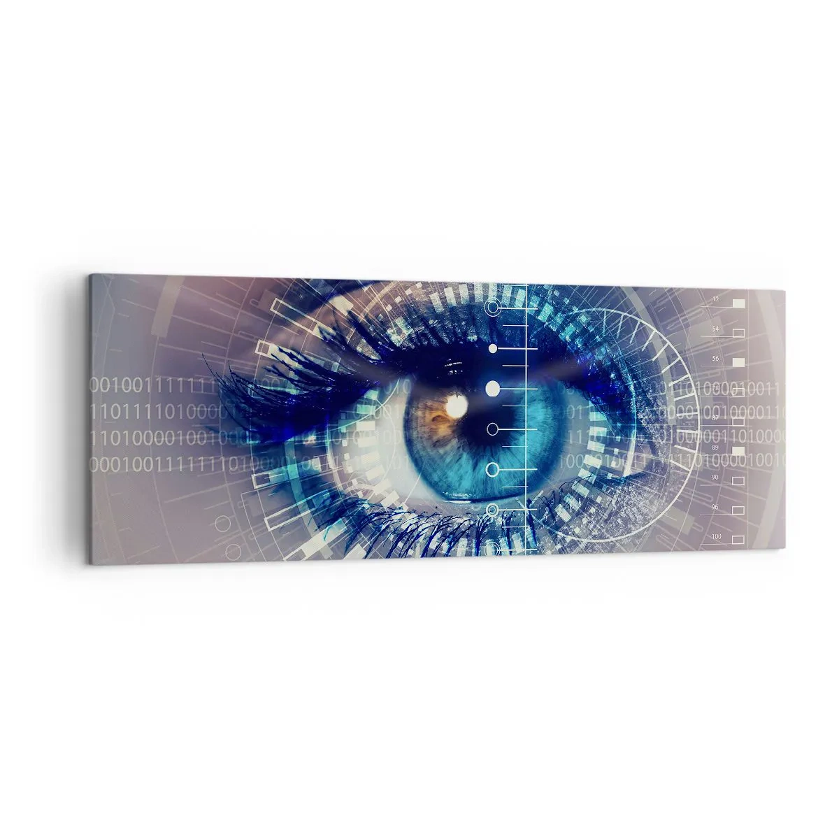 Cuadro sobre lienzo - Impresión de Imagen - Un ojo tecnológico con una interfaz futurista - 140x50cm - Crees que me conoces - Decoración de pared moderna para salón y dormitorio ARTTOR