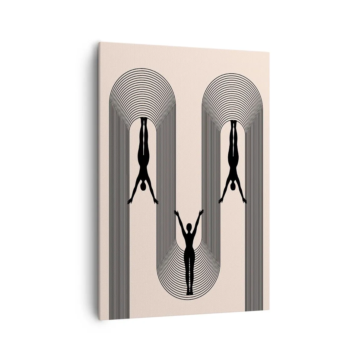 Cuadro sobre lienzo - Impresión de Imagen - Siluetas geométricas sobre un fondo beige - 70x100cm - Al revés, o no - Decoración de pared moderna para salón y dormitorio ARTTOR