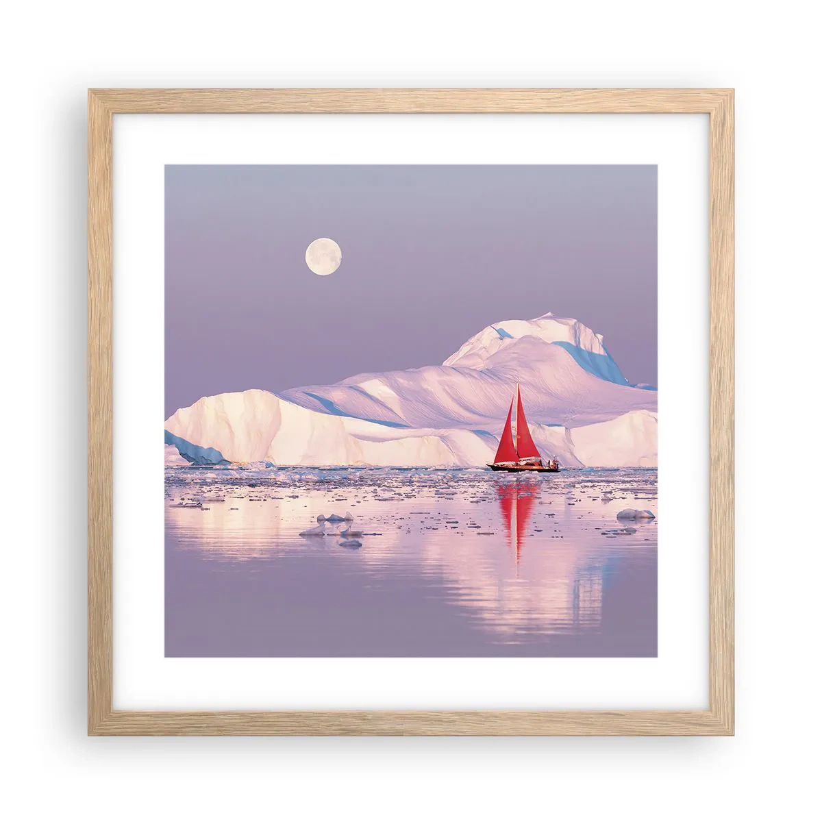 Póster en marco roble claro - El calor de la vela, el frío del hielo - 40x40 cm