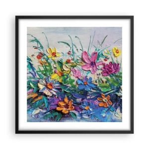 Póster en marco negro - La energía de las flores - 50x50 cm