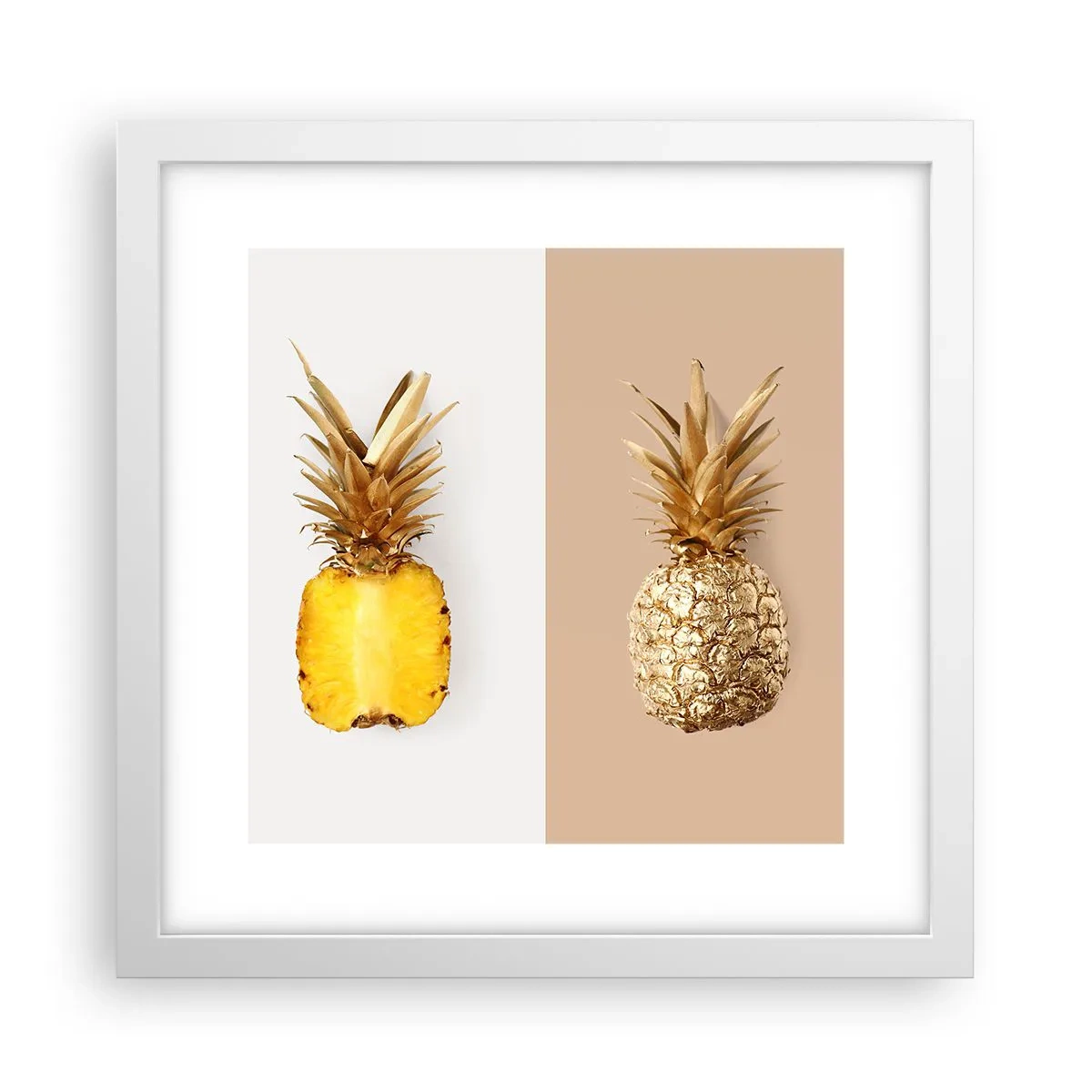 Póster en marco blanco - Piña y media - 30x30 cm