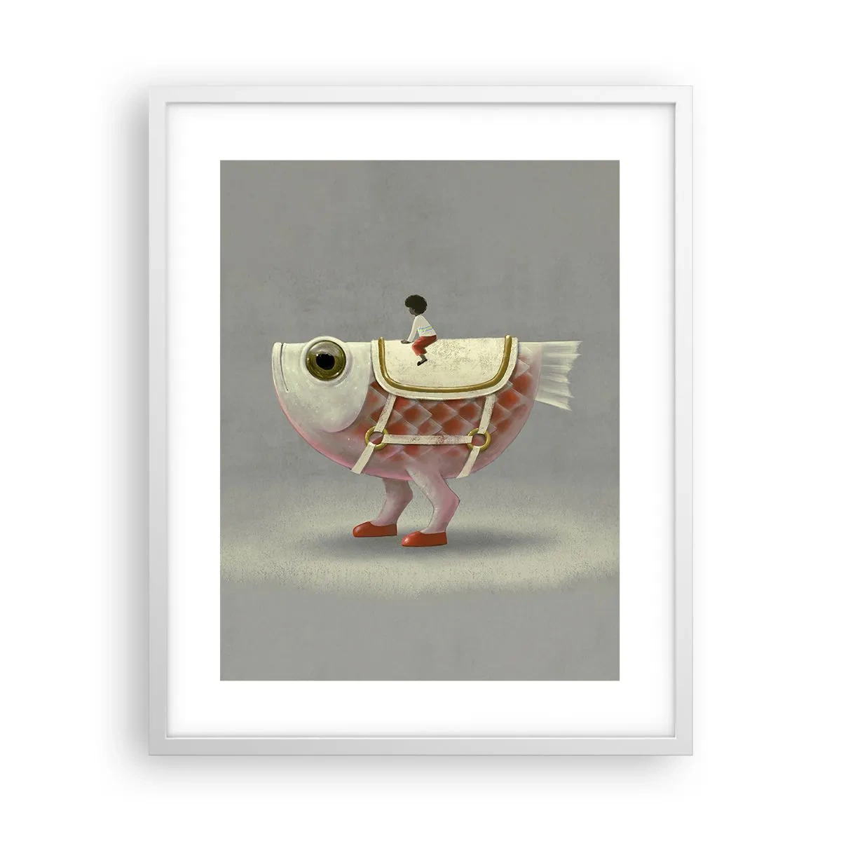 Póster en marco blanco - Jinete del pescado - 40x50 cm
