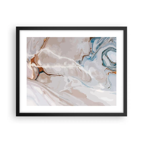 Póster en marco negro - El azul serpentea por el blanco - 50x40 cm