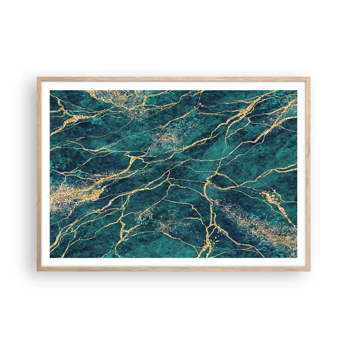Póster en marco roble claro - Riachuelos de oro - 100x70 cm