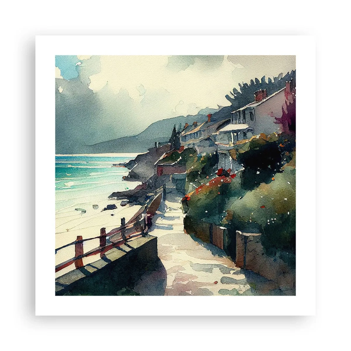 Póster - Ciudad mediterránea - 50x50 cm