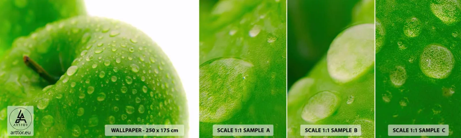 Muestra De Fotomural Standard Eco - Frescor verde - Fruta, Manzana, Gastronomía - 100x30 cm