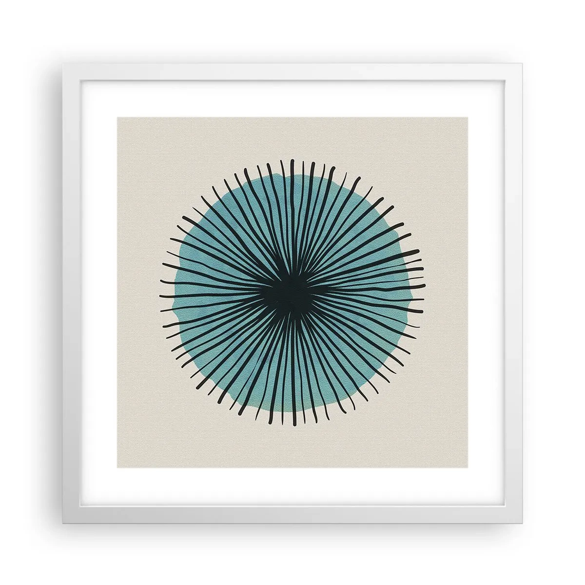 Póster en marco blanco - Radiante en azul - 40x40 cm