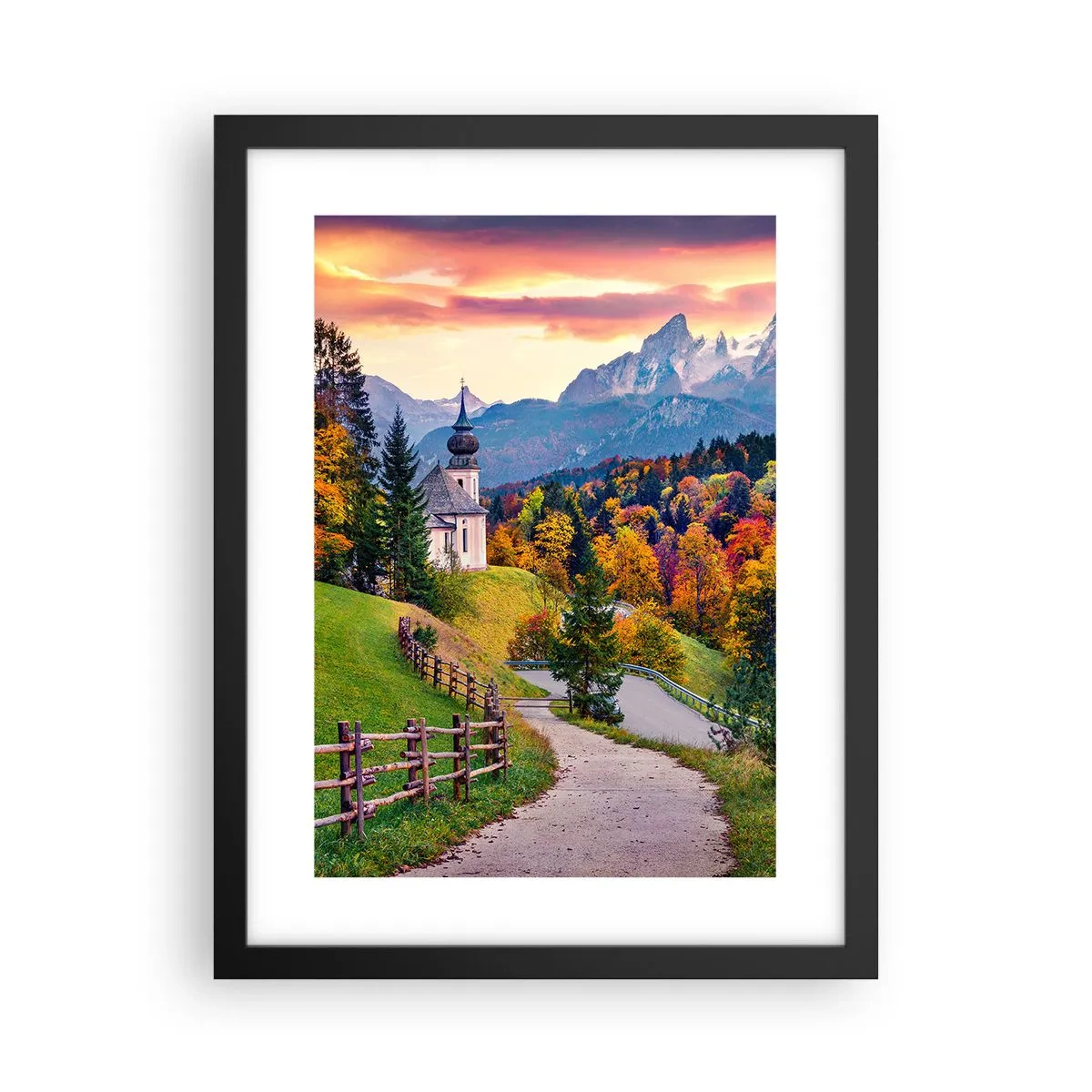 Póster en marco negro - Paisaje como una pintura - 30x40 cm