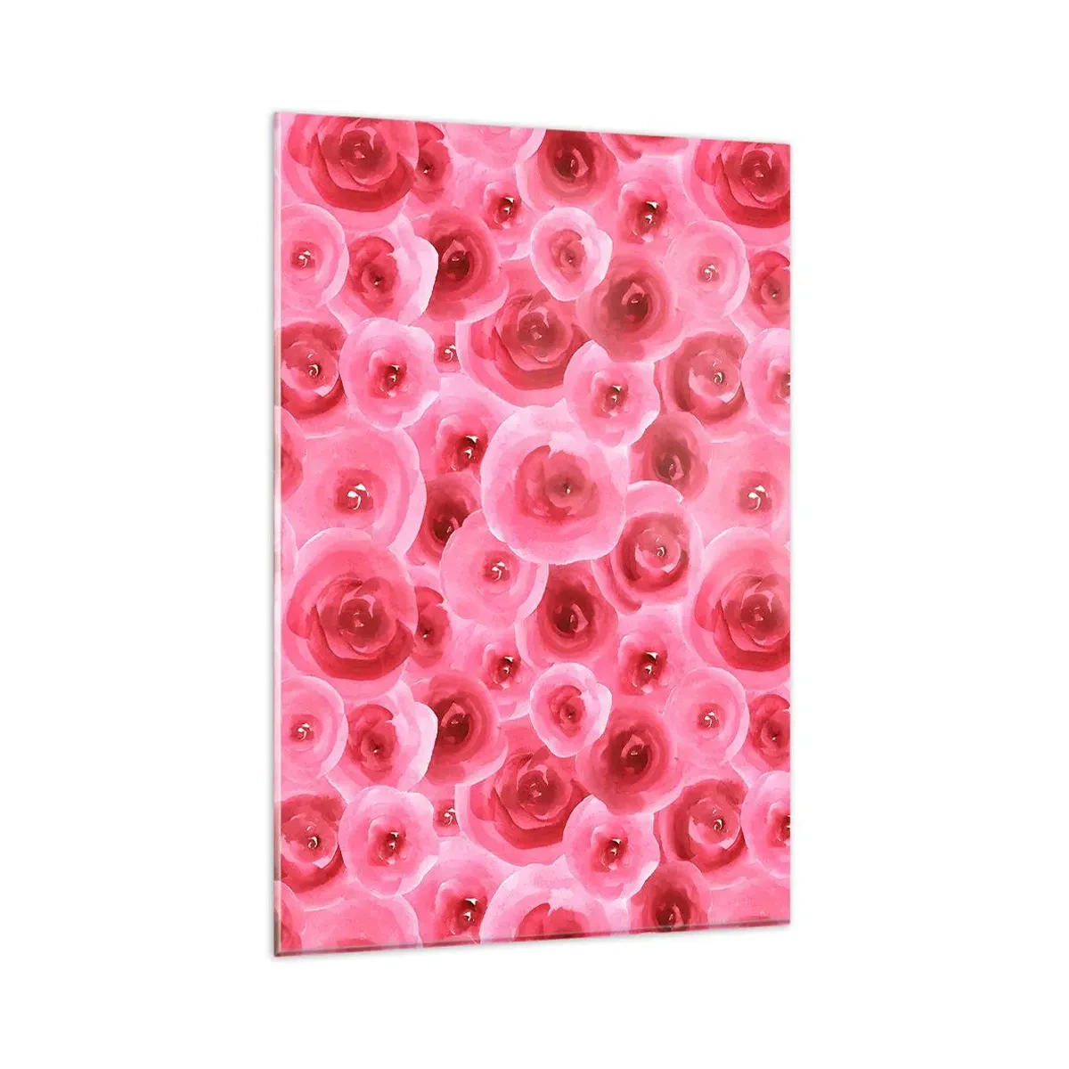 Cuadro sobre vidrio - Impresiones sobre Vidrio - Delicadas rosas en tonos pastel de rosa. - 80x120cm - Rosas abajo y arriba - Decoración de pared moderna para salón y dormitorio ARTTOR