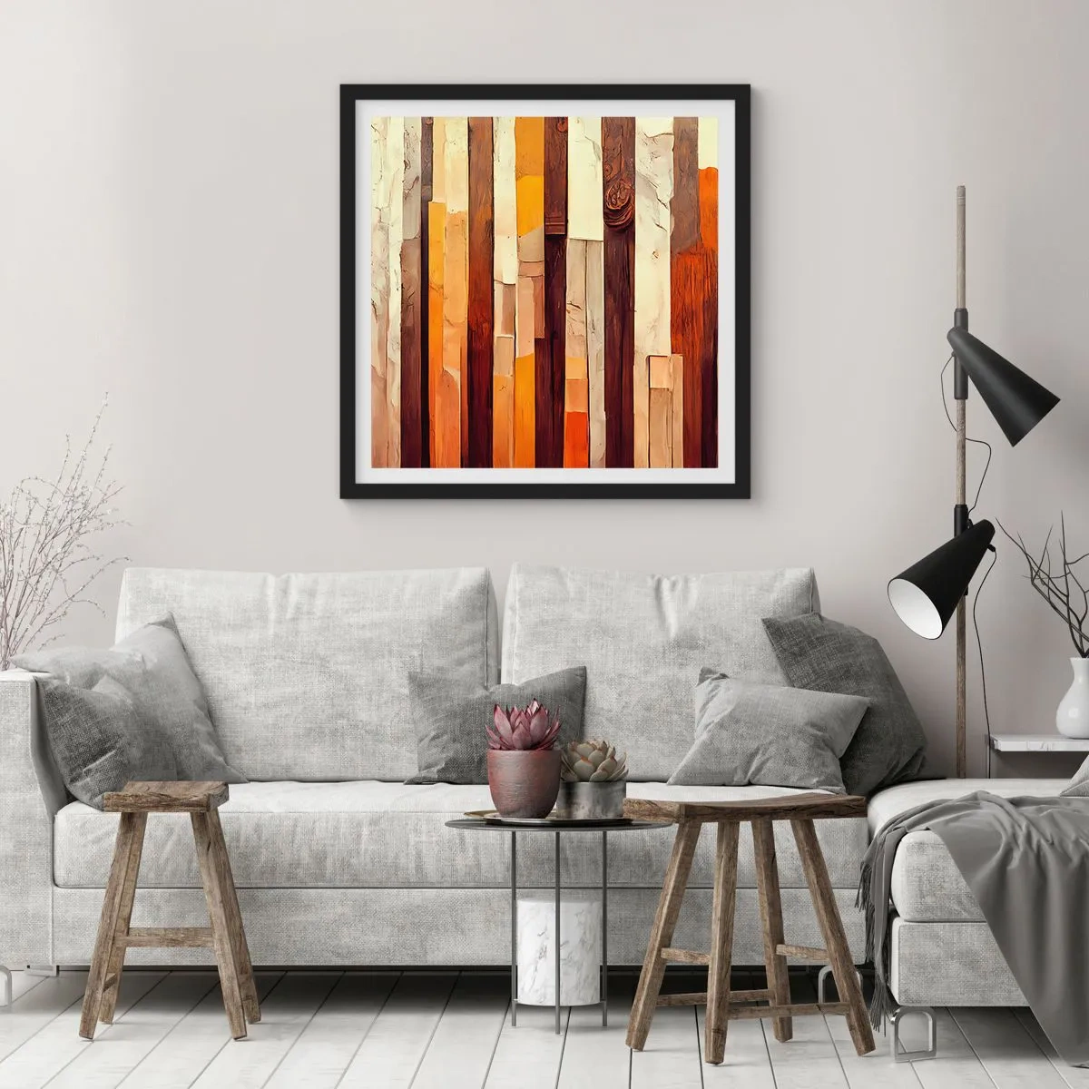 Póster en marco negro - Himno de los árboles del bosque - 30x30 cm