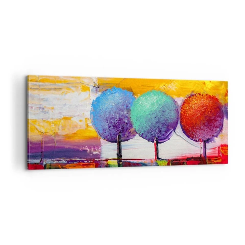 Cuadro sobre lienzo - Impresión de Imagen - Tres árboles coloridos - 100x40 cm
