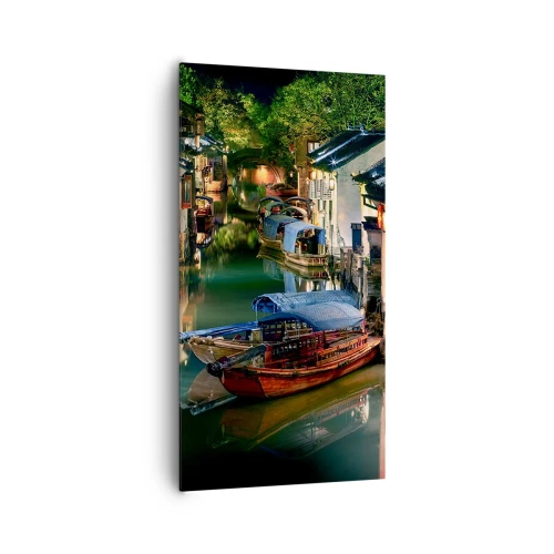 Cuadro sobre lienzo - Impresión de Imagen - Noche en una calle china - 65x120 cm