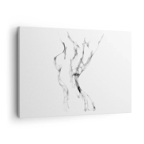 Cuadro sobre lienzo - Impresión de Imagen - Líneas delicadas y abstractas que se asemejan a estelas de humo sobre un fondo claro. - 70x50cm - Hermosa y fuerte - Decoración de pared moderna para salón y dormitorio ARTTOR