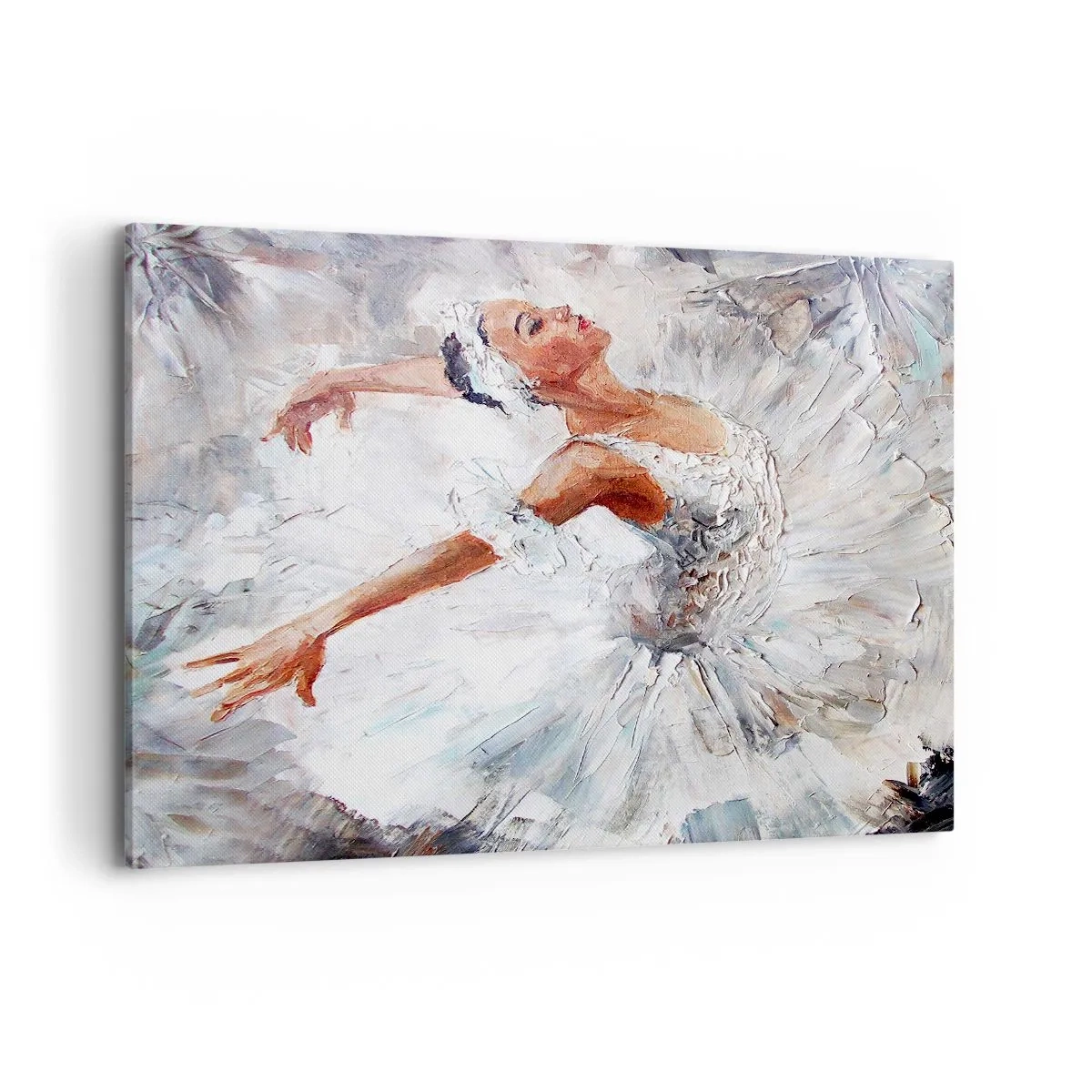 Cuadro sobre lienzo - Impresión de Imagen - Una bailarina con un vestido blanco bailando. - 120x80cm - Suave y ligera - Decoración de pared moderna para salón y dormitorio ARTTOR