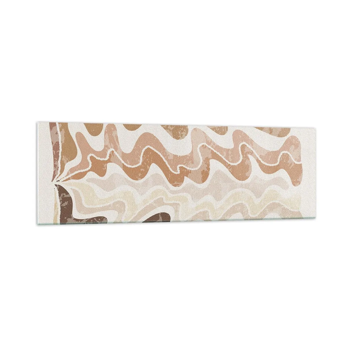Cuadro sobre vidrio - Impresiones sobre Vidrio - Líneas abstractas onduladas en tonos beige - 160x50cm - Buena energía - buenas emociones - Decoración de pared moderna para salón y dormitorio ARTTOR