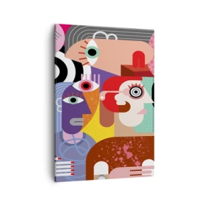 Cuadro sobre lienzo - Impresión de Imagen - Abstracción colorida con caras geométricas. - 50x70cm - Estilo Picasso - Decoración de pared moderna para salón y dormitorio ARTTOR