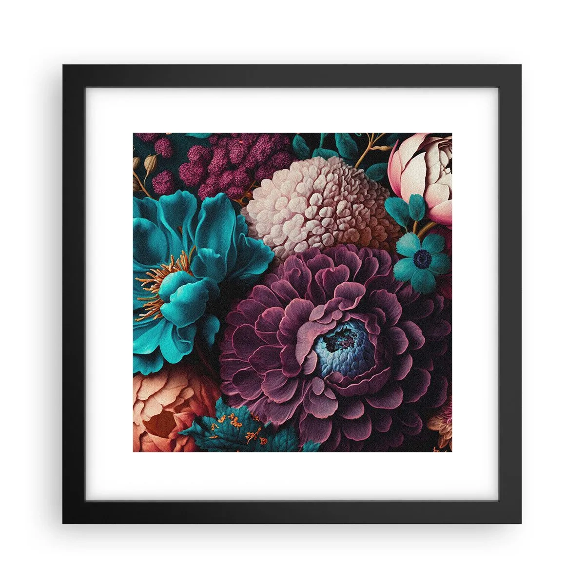 Póster en marco negro - Naturaleza en abundancia - 30x30 cm