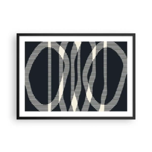 Póster en marco negro - Líneas geométricas en tonos claros sobre un fondo oscuro. - 70x50cm - Un intento de romper la oscuridad - Decoración de pared moderna para salón y dormitorio ARTTOR