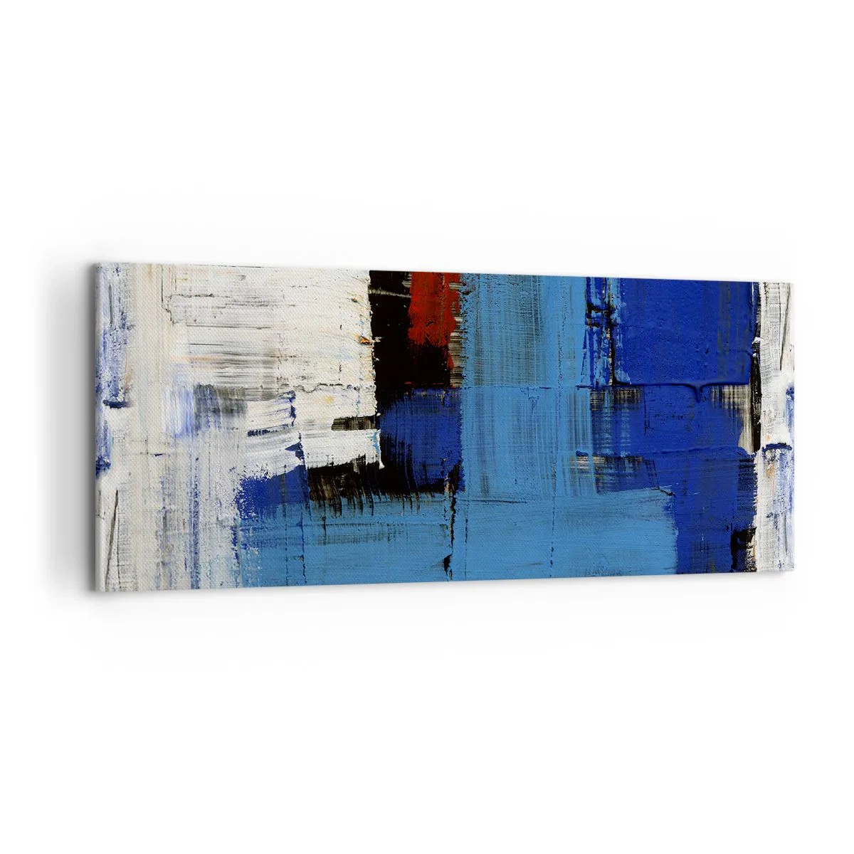 Cuadro sobre lienzo - Impresión de Imagen - Composición abstracta en tonos azules y blancos. - 120x50cm - El secreto del azul - Decoración de pared moderna para salón y dormitorio ARTTOR