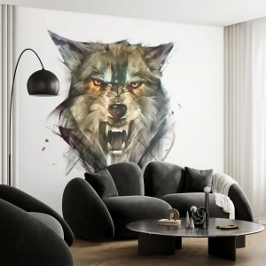 Fotomural Autadhesivo Deluxe Sticker - ¡No te muevas! - Abstracción, animales, Lobo - 250x175 cm