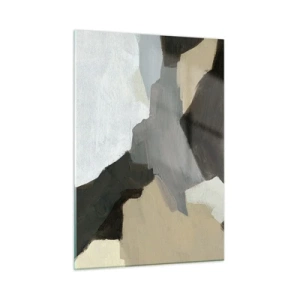 Cuadro sobre vidrio - Impresiones sobre Vidrio - Una composición abstracta moderna en tonos grises. - 50x70cm - Abstracción: partes del gris - Decoración de pared moderna para salón y dormitorio ARTTOR