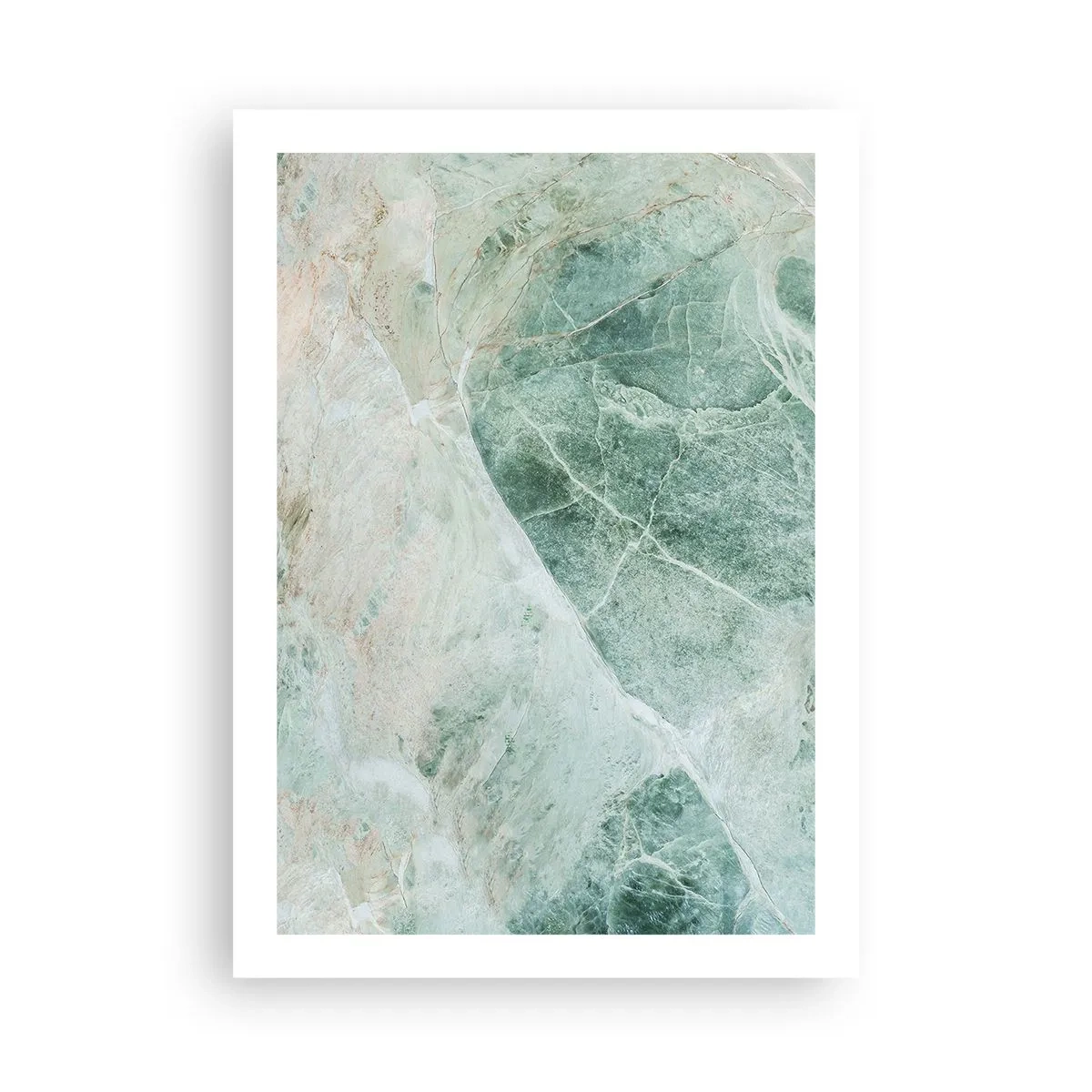 Póster - Estructura de mármol verde con delicadas vetas blancas. - 50x70cm - El noble frescor de la piedra - Decoración de pared moderna para salón y dormitorio ARTTOR