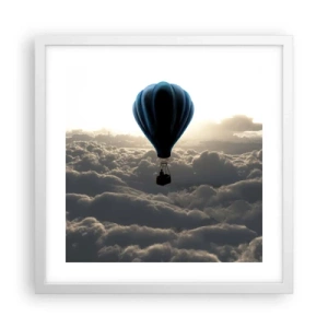 Póster en marco blanco - Un viajero por encima de las nubes - 40x40 cm