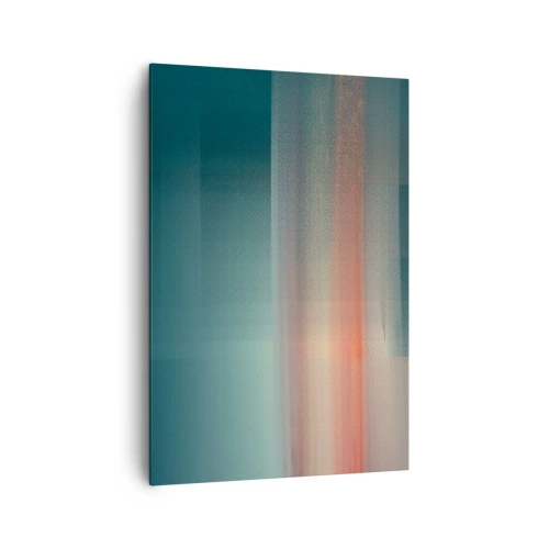 Cuadro sobre lienzo - Impresión de Imagen - Una puesta de sol en tonos pastel sobre un horizonte tranquilo. - 70x100cm - Abstracción: ondas de luz - Decoración de pared moderna para salón y dormitorio ARTTOR