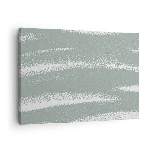 Cuadro sobre lienzo - Impresión de Imagen - Ondas invernales en tonos menta y blanco. - 70x50cm - Abstracción invernal - Decoración de pared moderna para salón y dormitorio ARTTOR
