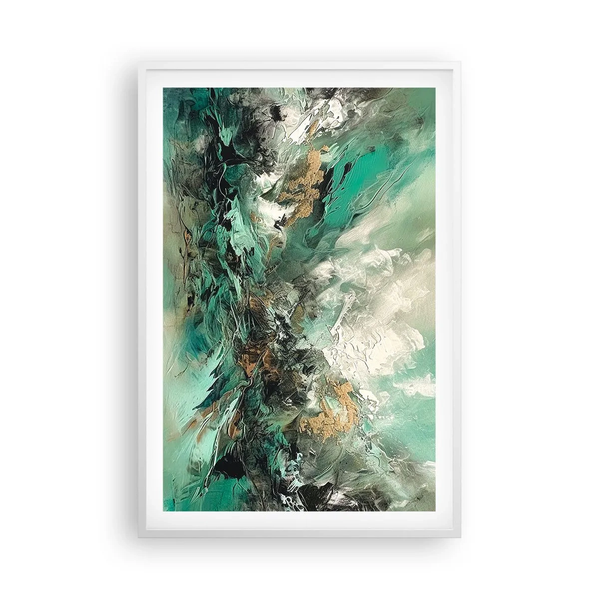 Póster en marco blanco - Hervor negro esmeralda - 61x91 cm
