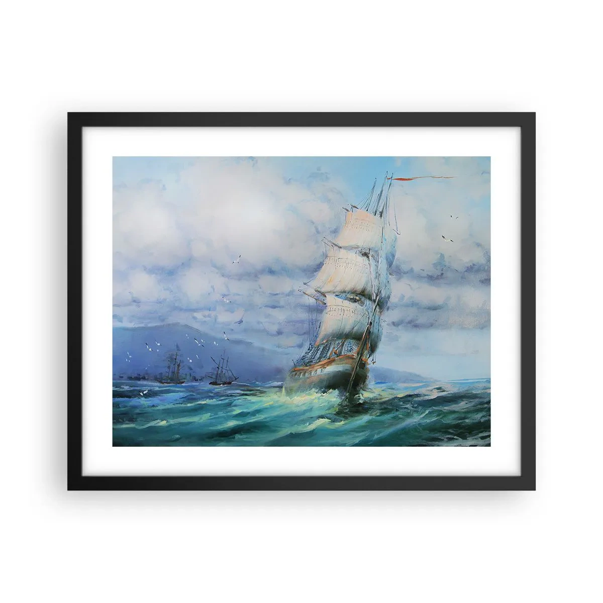 Póster en marco negro - Viento en popa - 50x40 cm