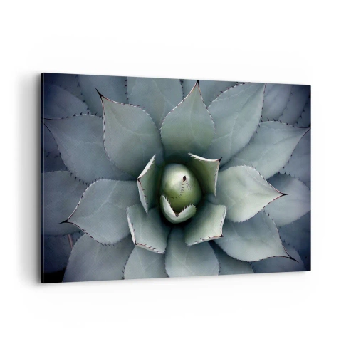 Cuadro sobre lienzo - Impresión de Imagen - Primer plano de una roseta de agave en delicados tonos verdes. - 120x80cm - Perfección natural - Decoración de pared moderna para salón y dormitorio ARTTOR