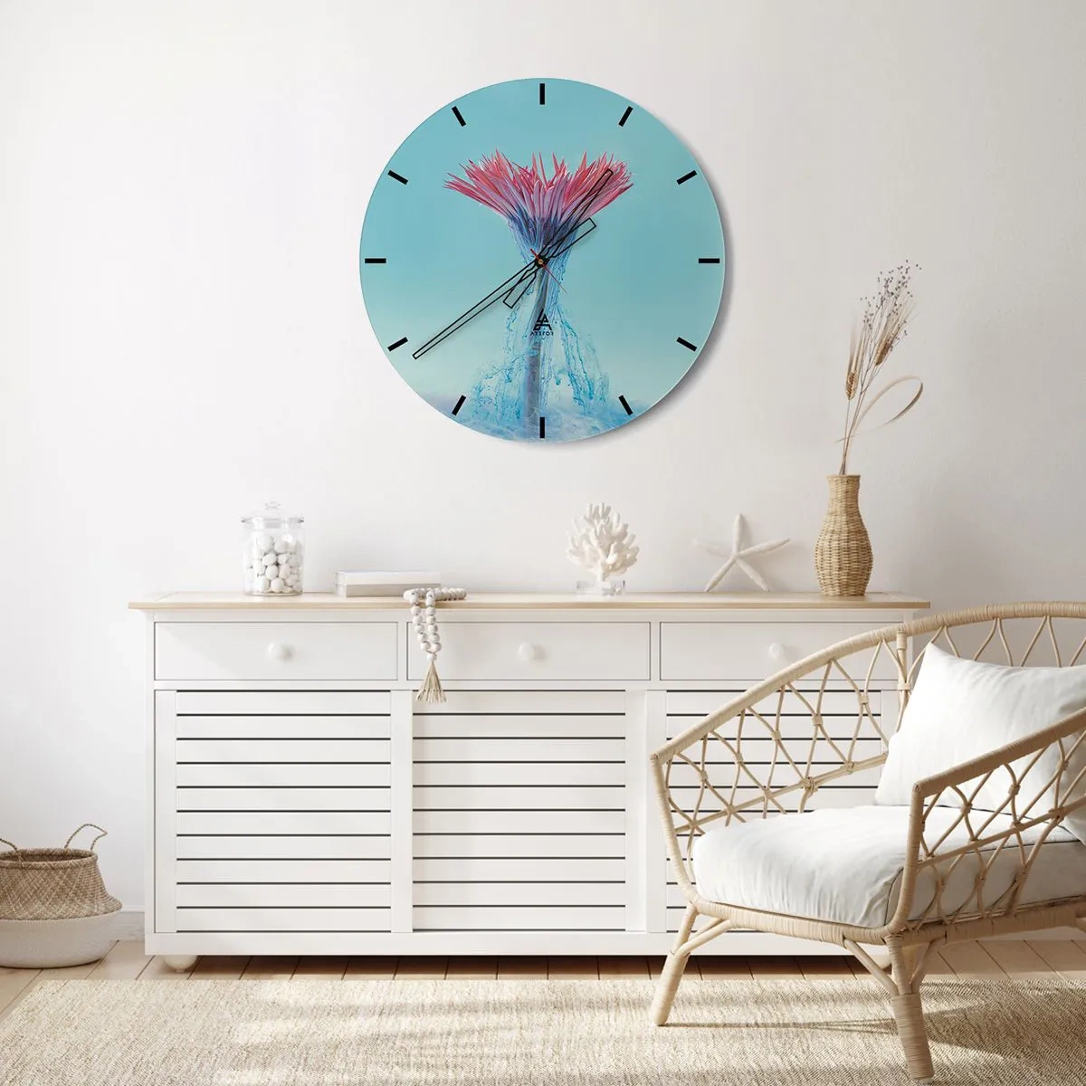 Reloj de pared - Reloj de vidrio - En un abrazo vigorizante - 40x40 cm