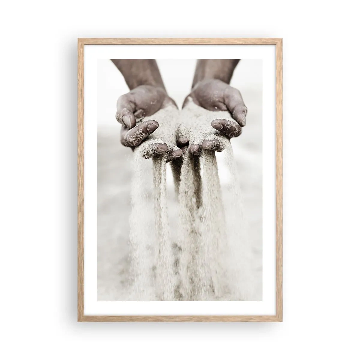 Póster en marco roble claro - Con estas manos... - 50x70 cm