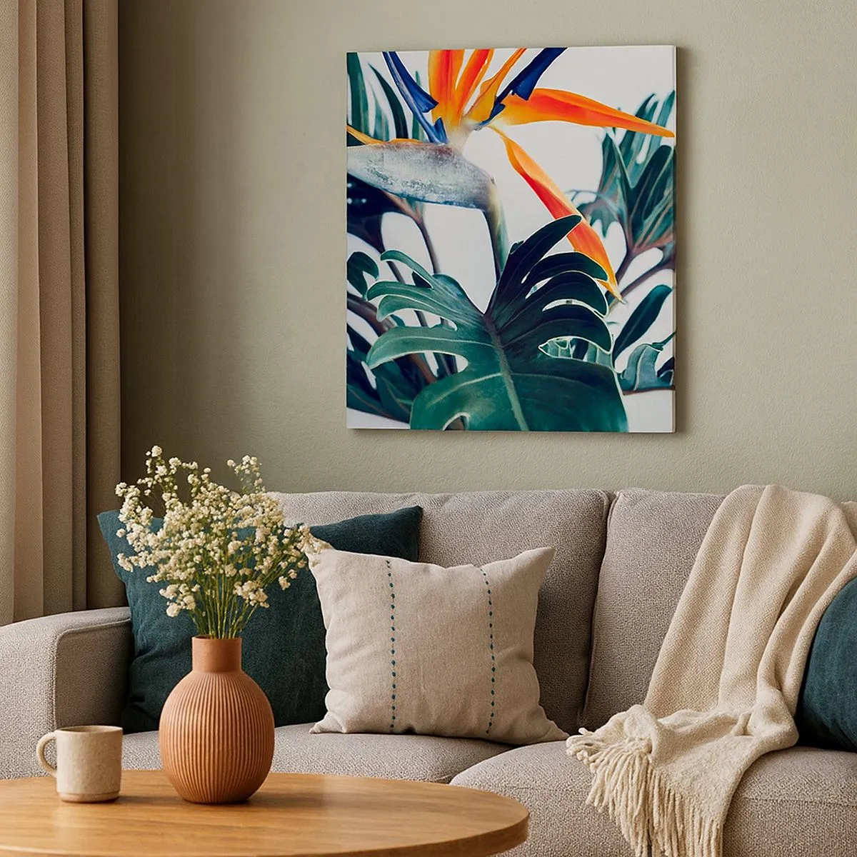 Cuadro sobre lienzo - Impresión de Imagen - La jaula del pájaro colorido - 30x30 cm